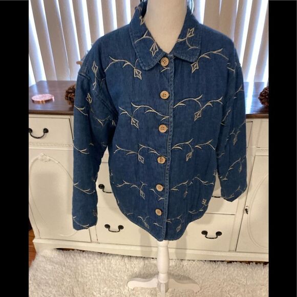 Denim embroidered jean jacket Medium - Picture 4 of 6